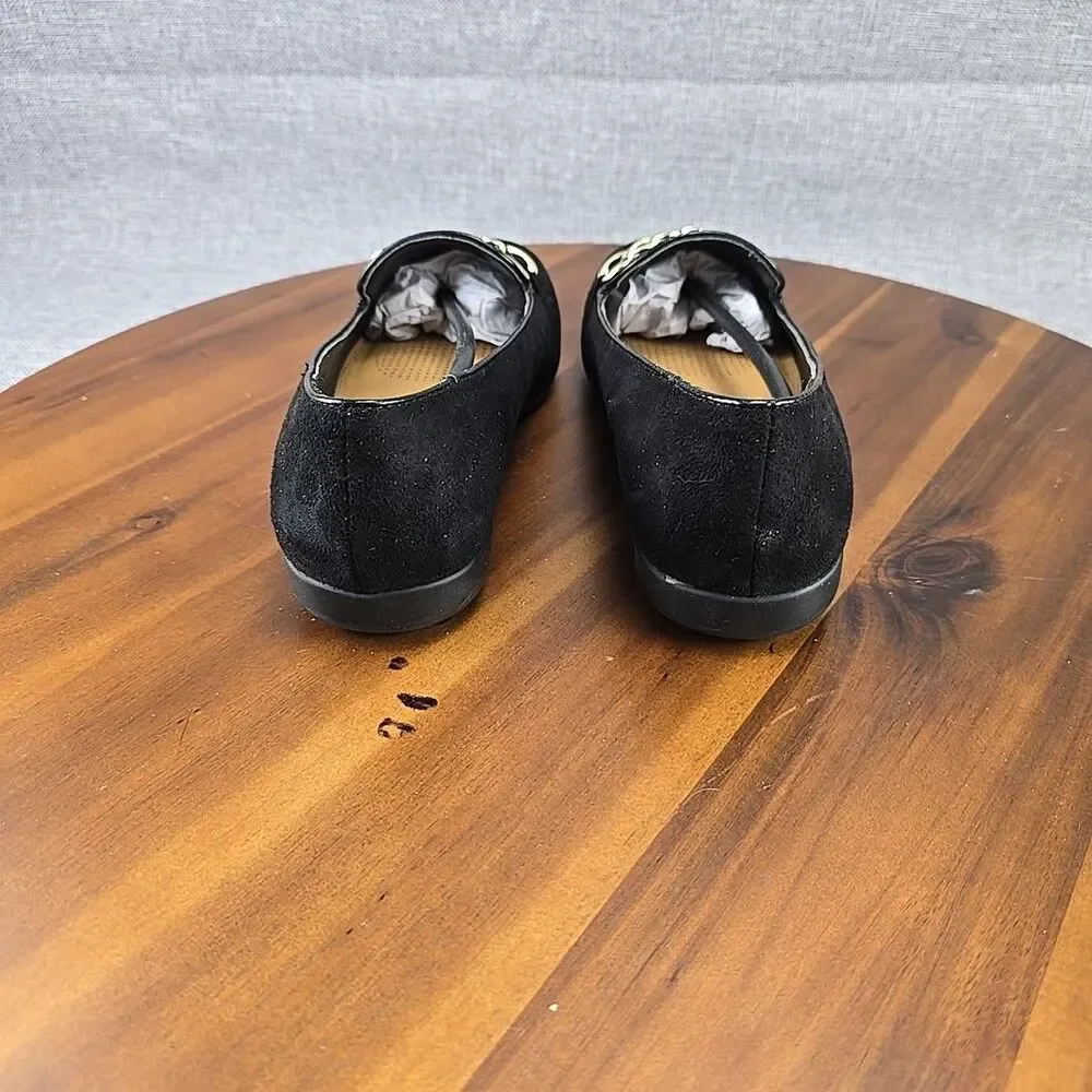 Comfortview Women's Size 7.5WW Thayer Slip On Flat With‎ Gold Chain Accent
